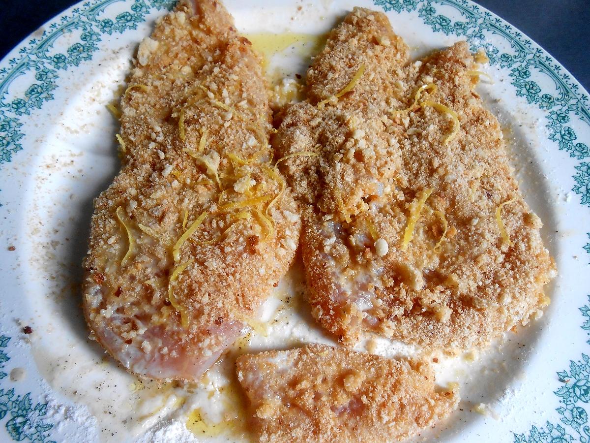 recette ESCALOPES DE POULET PANEES AU CITRON