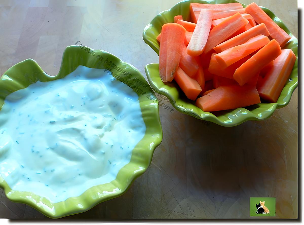 recette Carotte en bâtonnets, sauce au yaourt et ciboulette