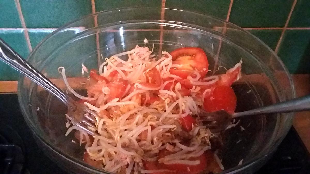 recette Tomates aux pousses de soja thon noix et pommes