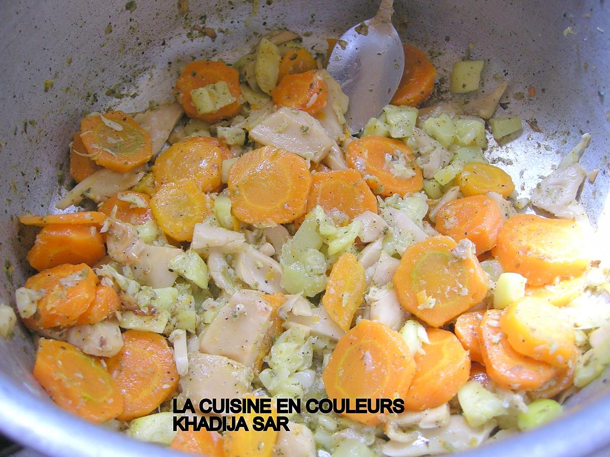 recette Brochettes de gambas poêlées/légumes sautés/riz à la créole