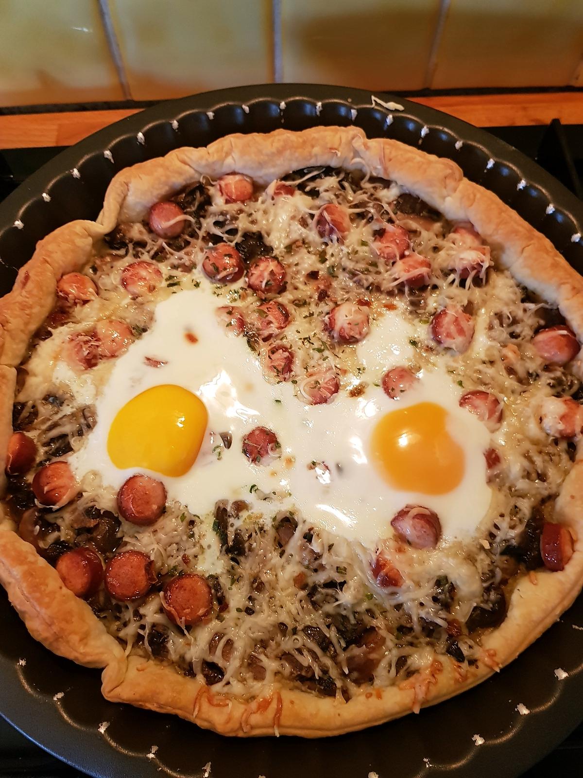 recette Tarte champignons, knaki,  gruyère