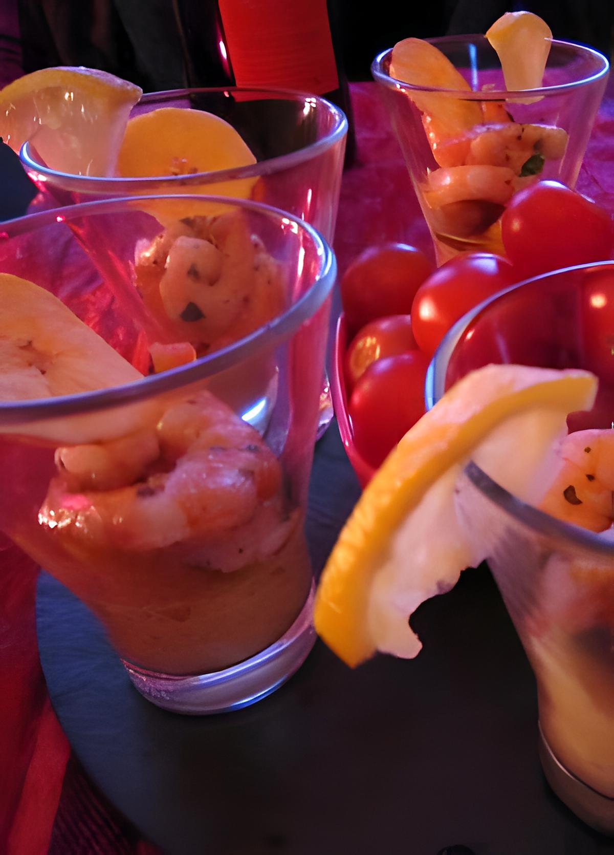 recette Verrine crevettes et mangue