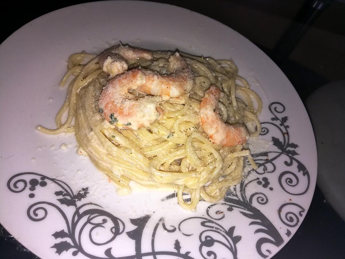 recette Spaghettis au citron et aux crevettes