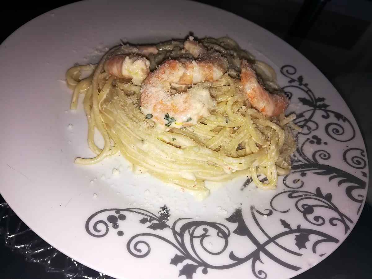 recette Spaghettis au citron et aux crevettes