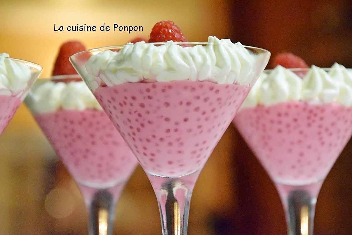 recette Perles du Japon au lait de coco et framboises