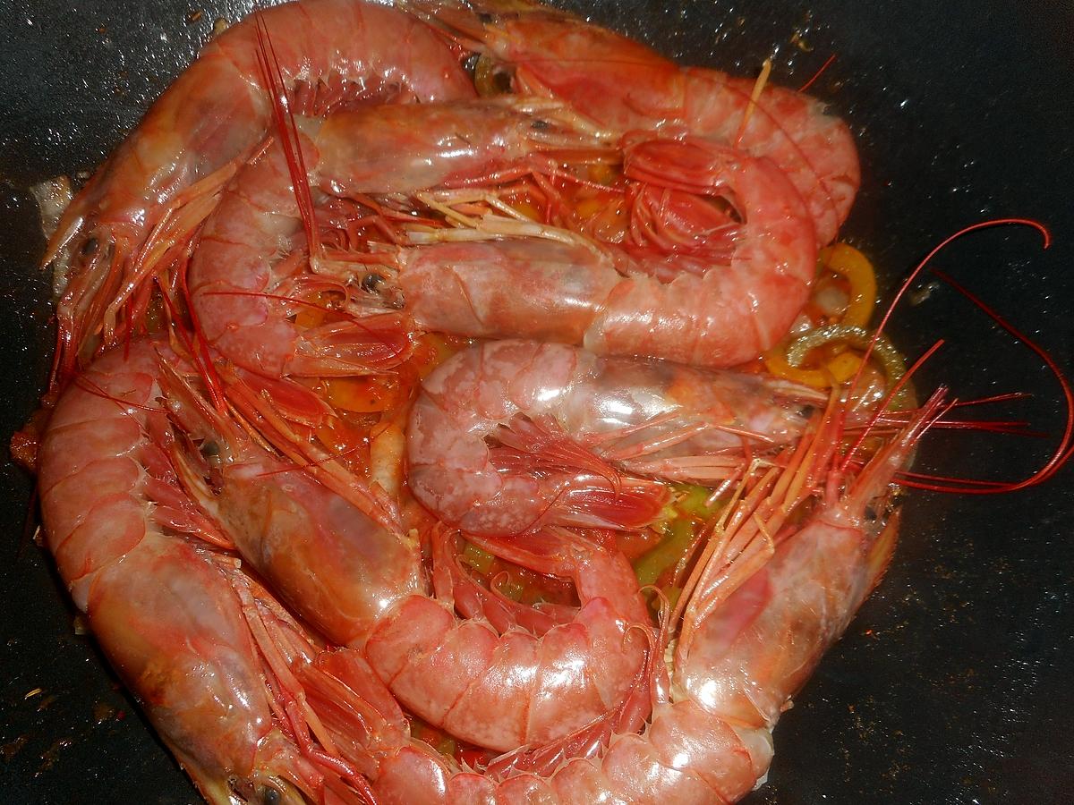 recette Gambas aux poivrons