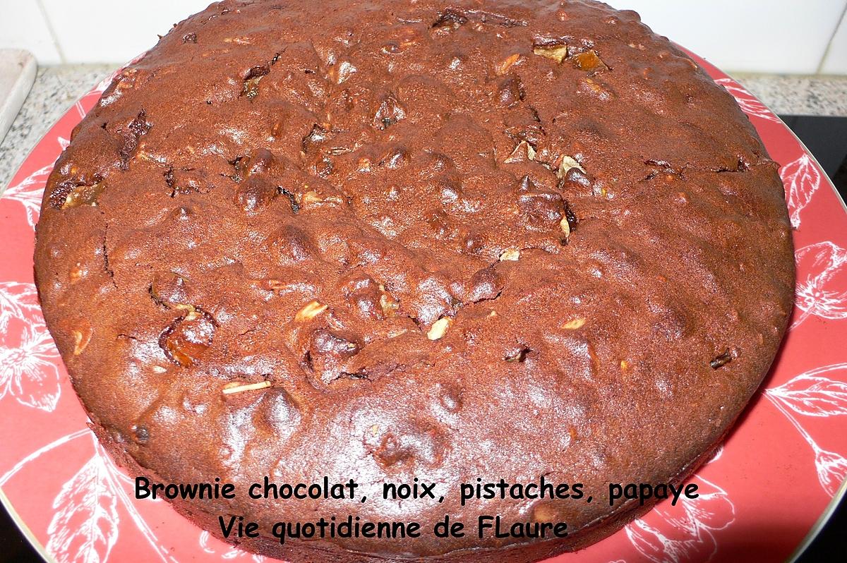 recette Brownie chocolat, noix, pistaches, papaye
