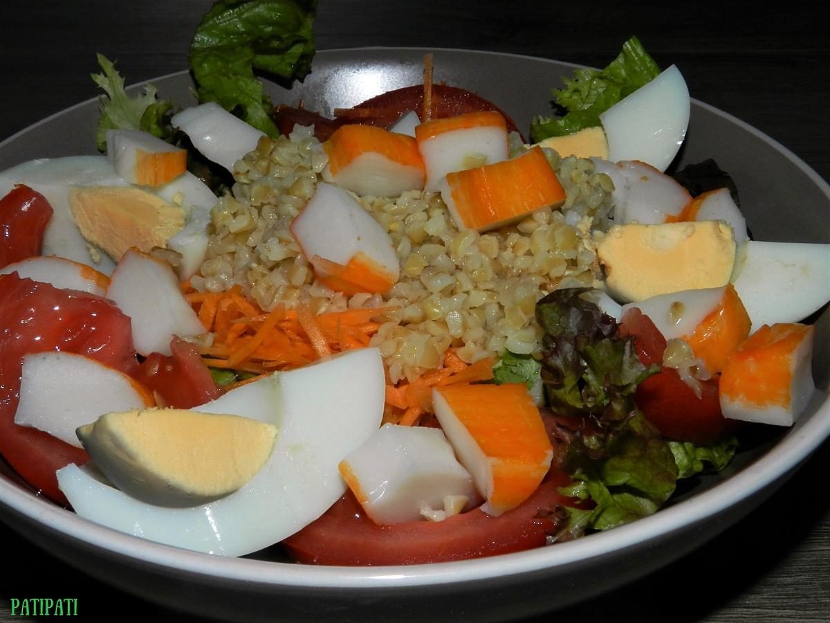 recette Duo de salades au boulgour et crabe