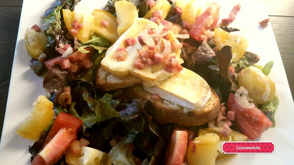 recette Salade de Brie fondu et lardons