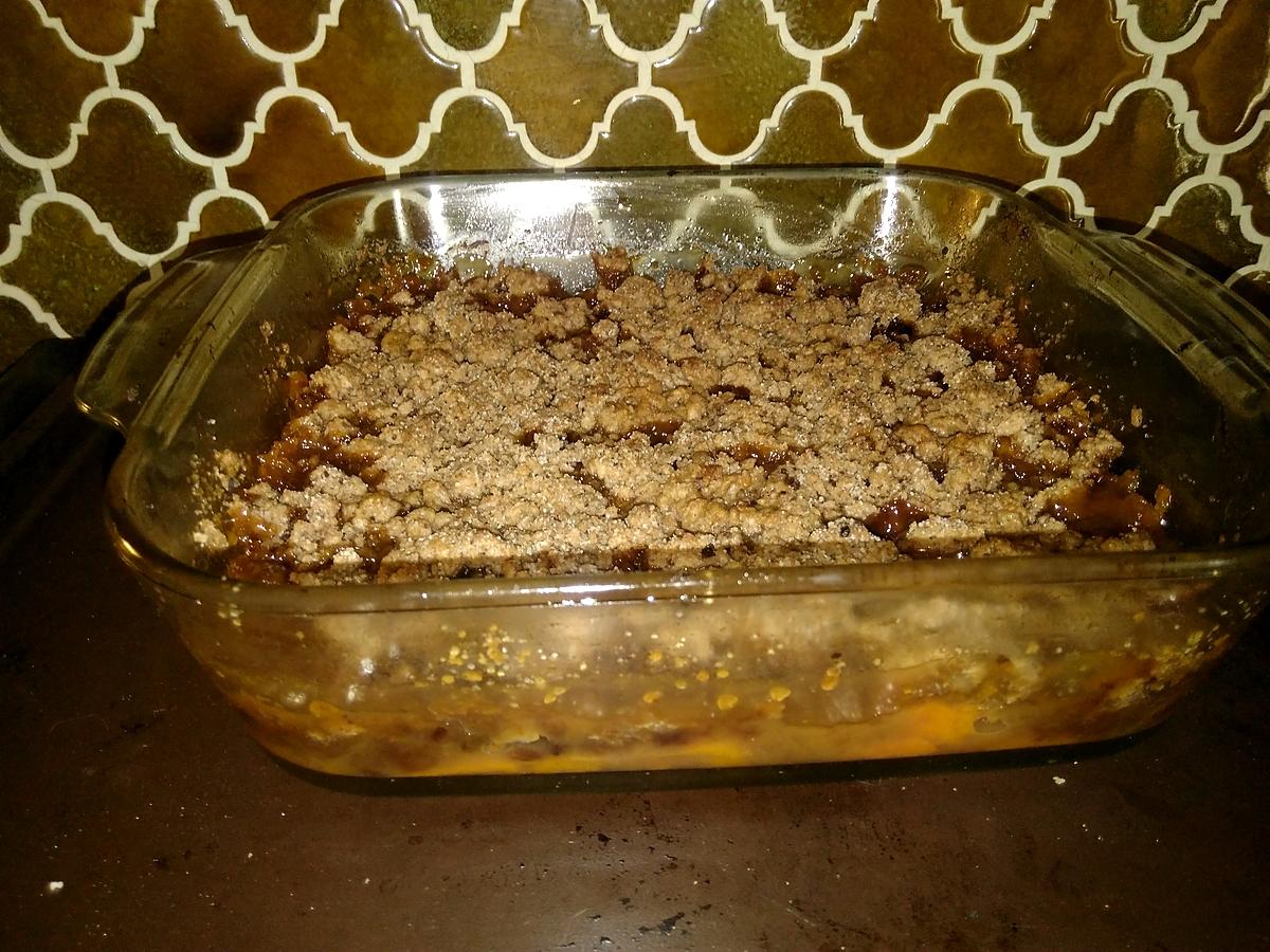 recette Crumble chocolat Abricot Raisin sec