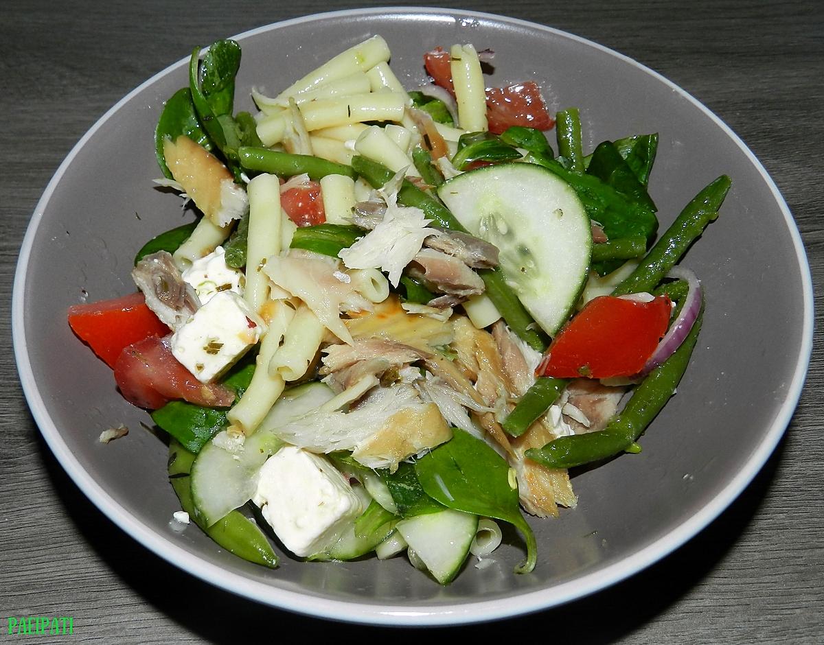 recette Salade de blé aux pâtes et maquereau fumé