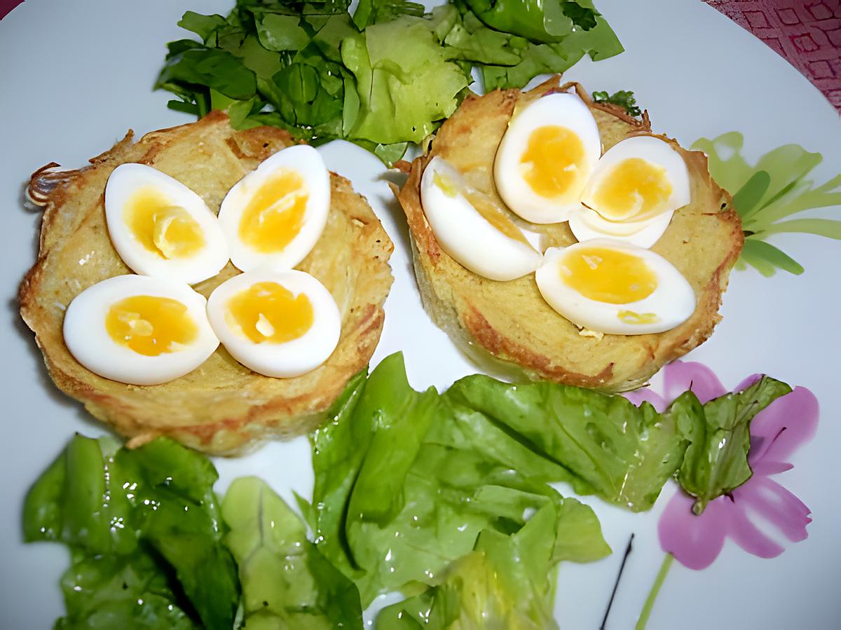 recette Nids de pommes de terre et oeufs de caille