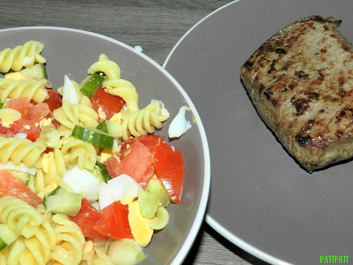 recette Salade de pâtes pour accompagner un pavé de boeuf