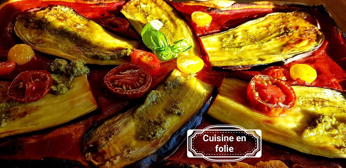 recette Tarte fine aubergine tomate pesto