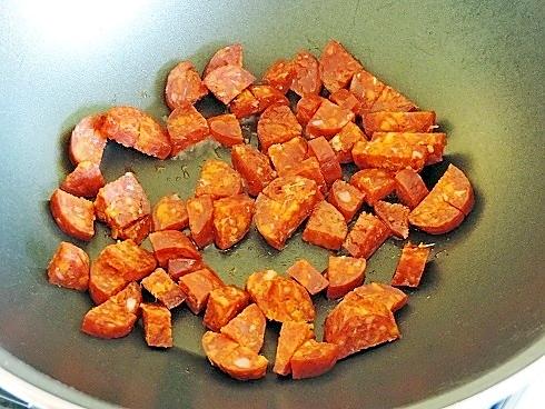 recette Pâtes au chorizo, poivron et salicorne