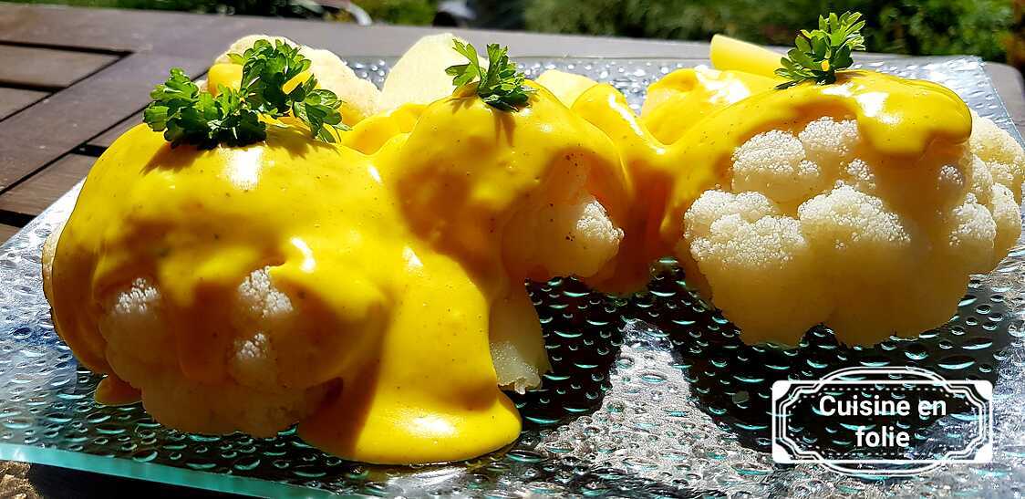Recette de Choux fleur et béchamel au curry et curcuma