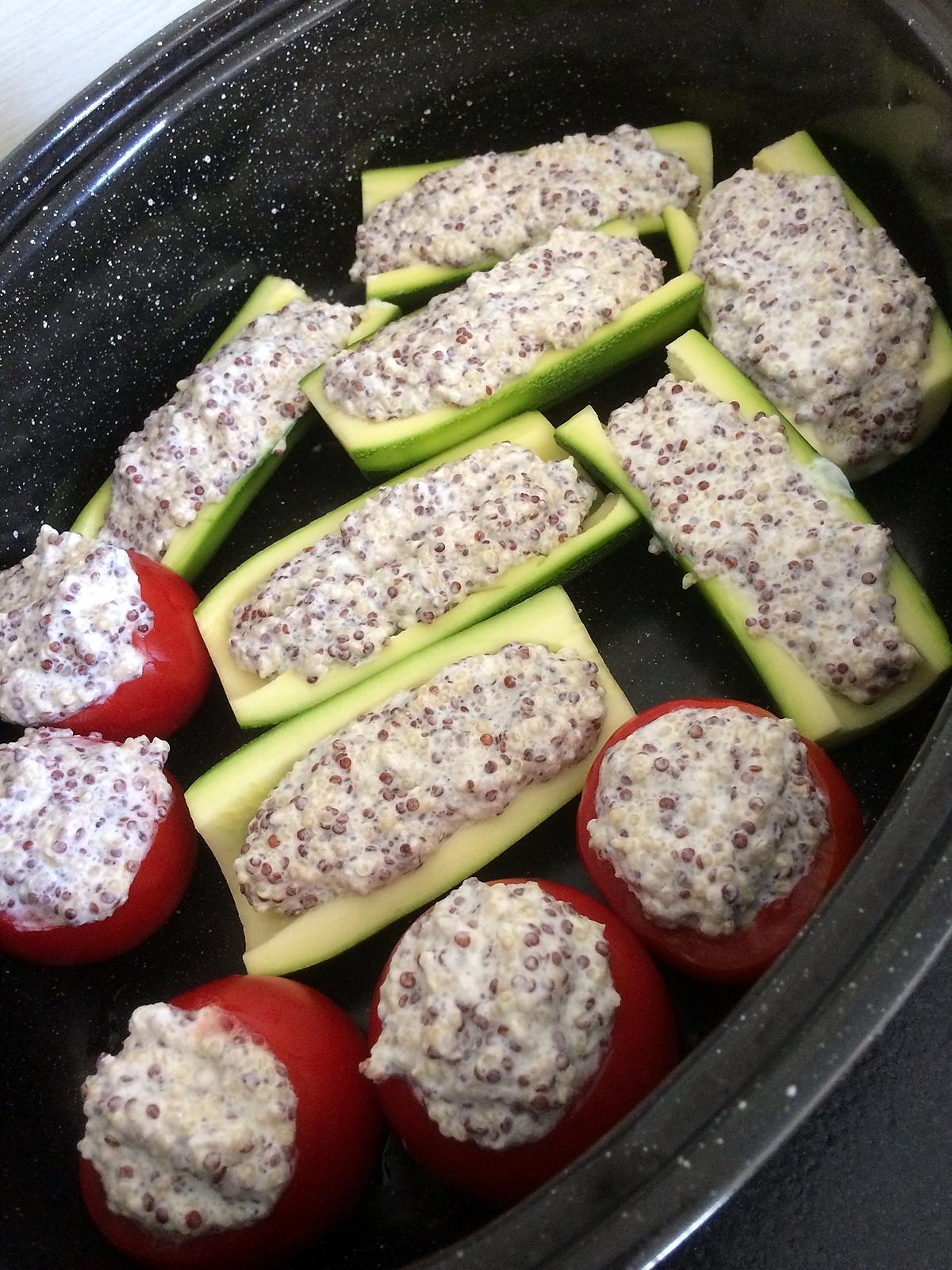 recette tomate et courgette farcies au chèvre et quinoa