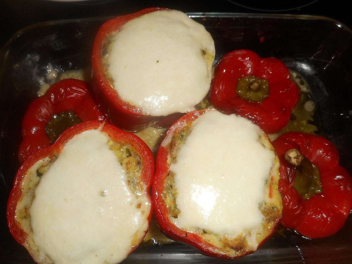 recette Poivrons farcis au porc et mozzarella