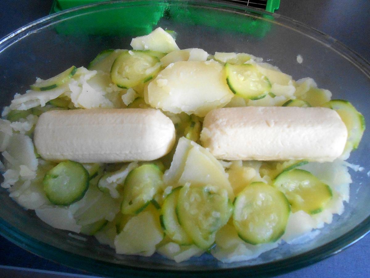 recette GRATIN DE POMME DE TERRE COURGETTE ET QUENELLES