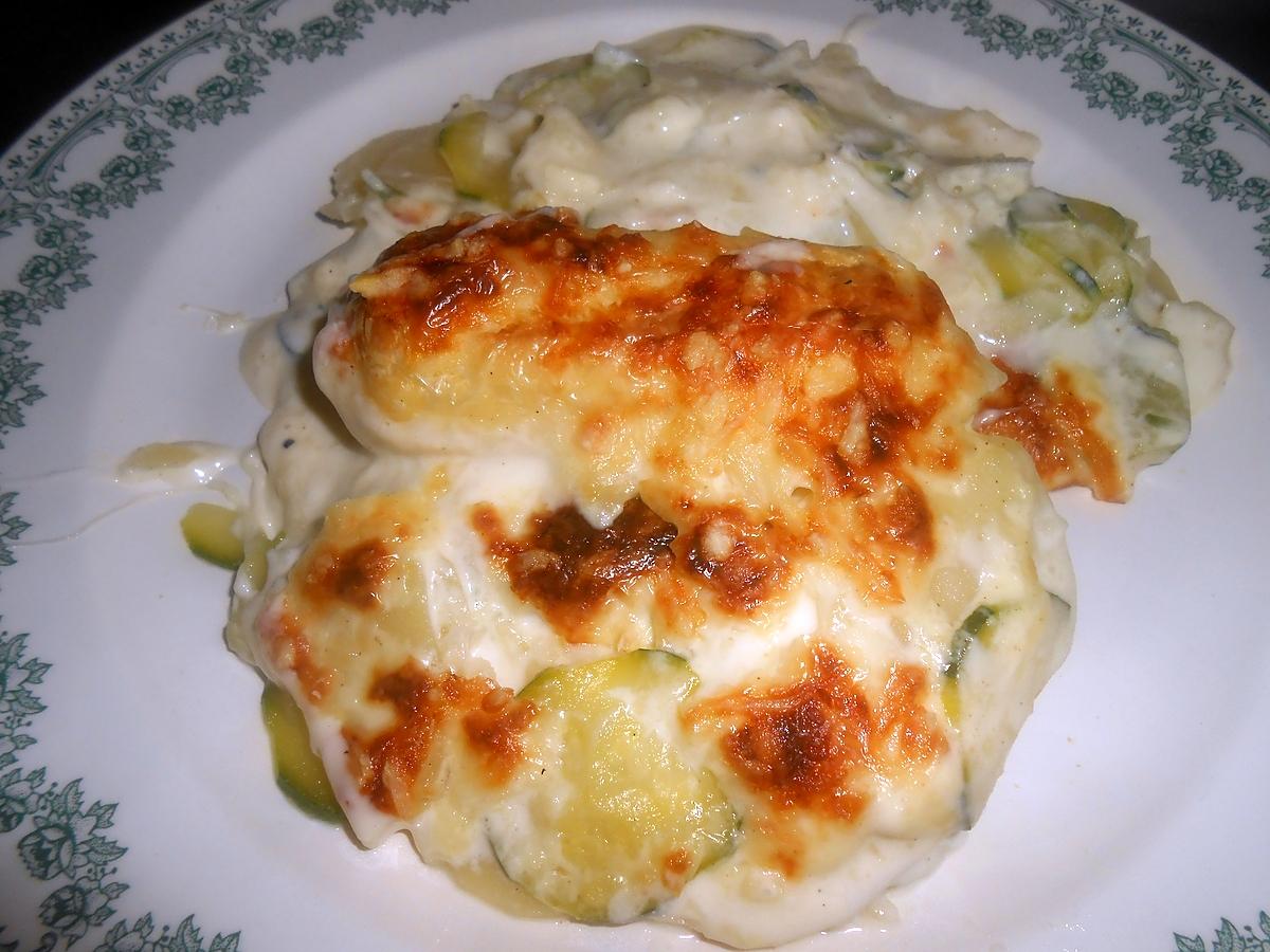 recette GRATIN DE POMME DE TERRE COURGETTE ET QUENELLES