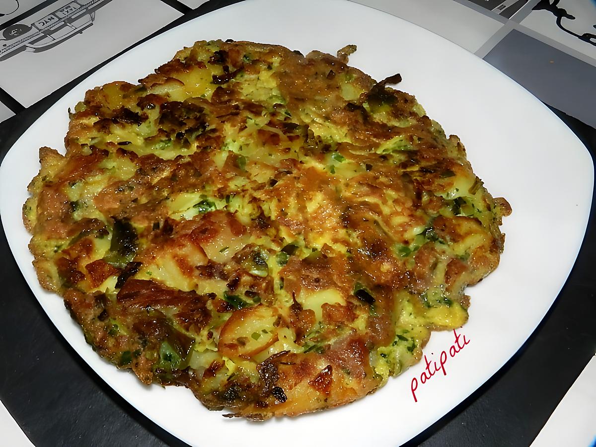 recette Omelette aux pomme de terre-poireaux