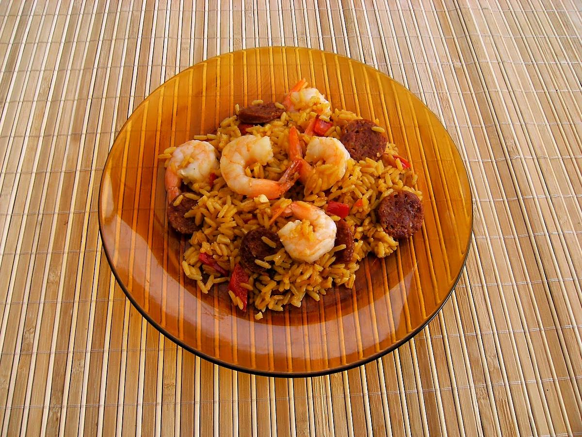 recette Rizotto  crevettes et chorizo