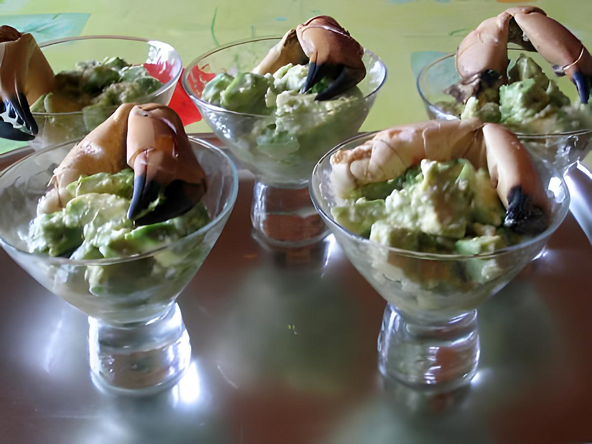 recette Verrines avocat et pinces de crabe