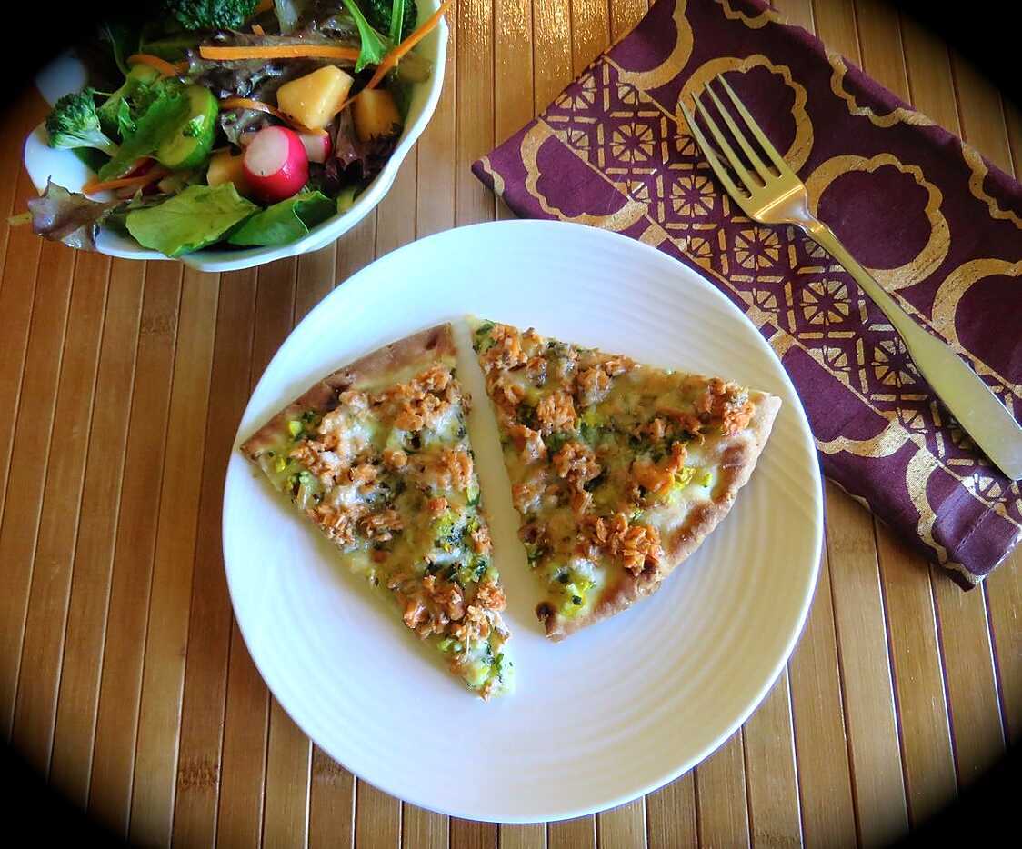 Recette de Pizza express au pesto léger et sockeye