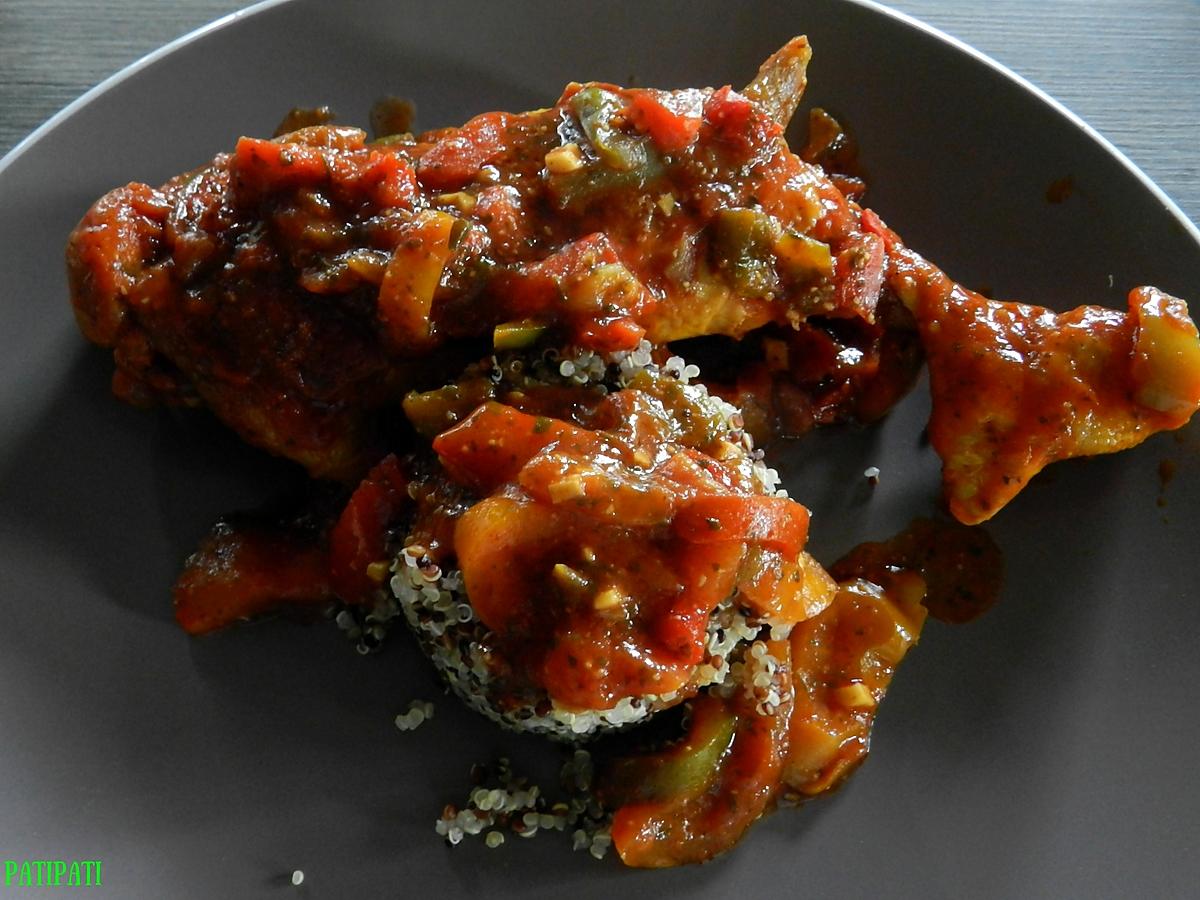 recette Le quinoa se fait accompagner d'une cuisse de poulet haute en couleur