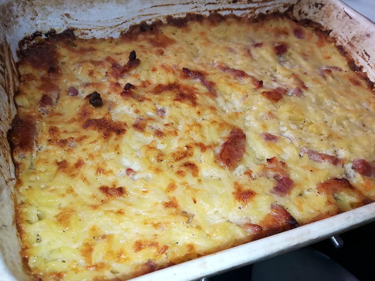 recette Gratin de langues d'oiseaux a la Carbonara