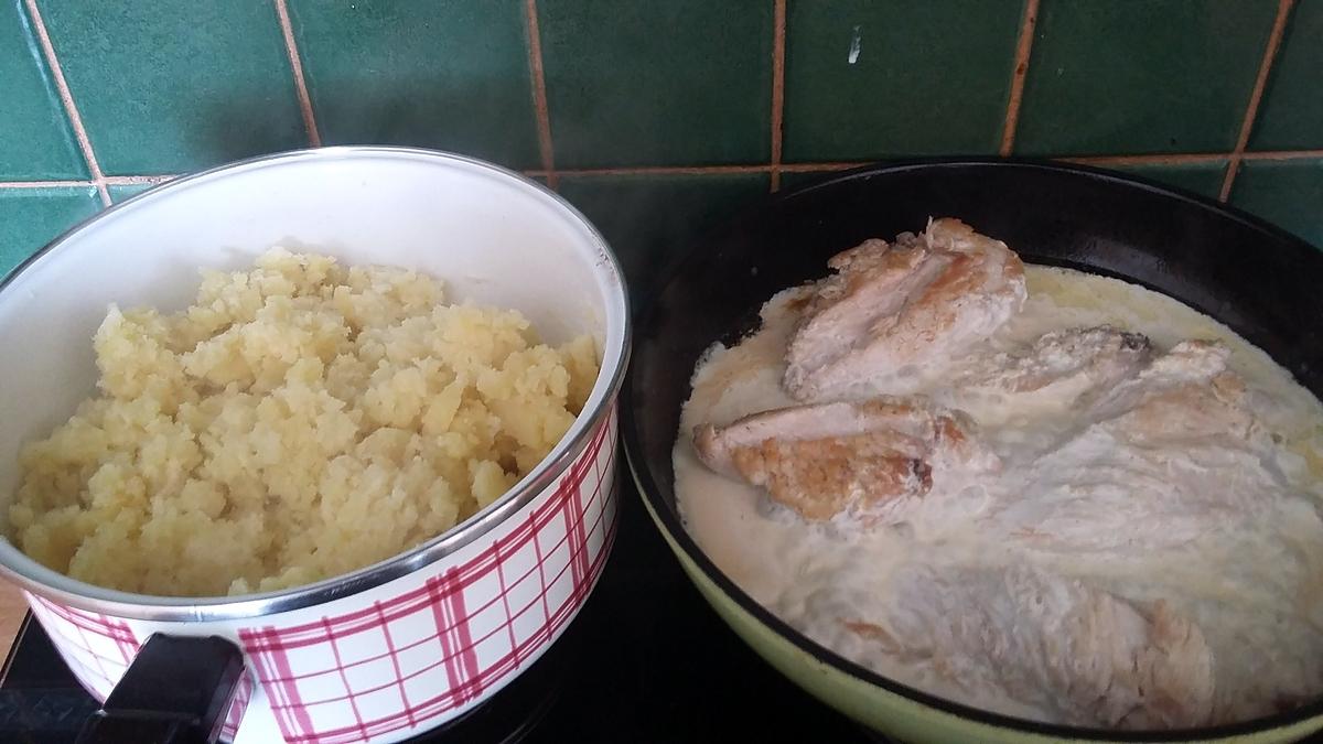 recette Purée maison au cumin et ses escalopes de dinde crème fraîche