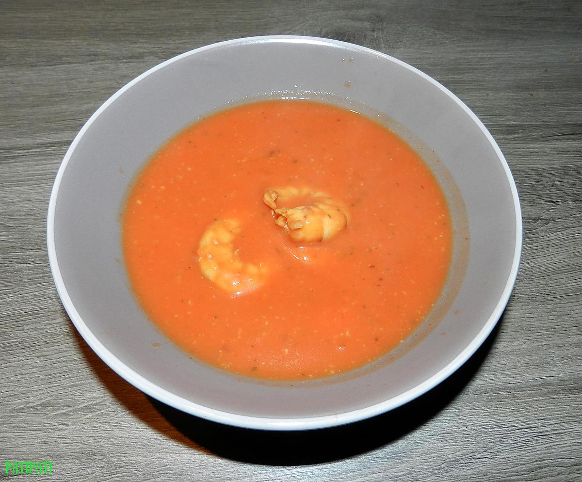 recette Velouté aux tomates et scampis avec une pointe d'amande