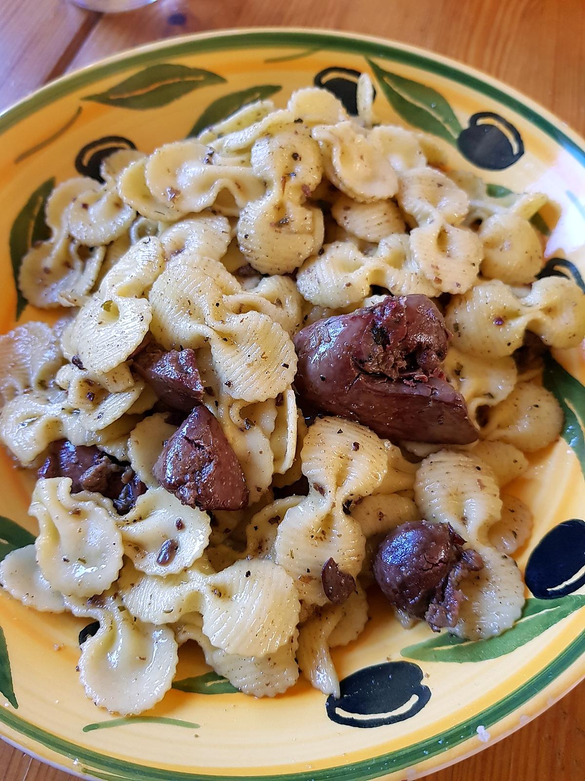 recette Pâtes fraîches au foies de volaille