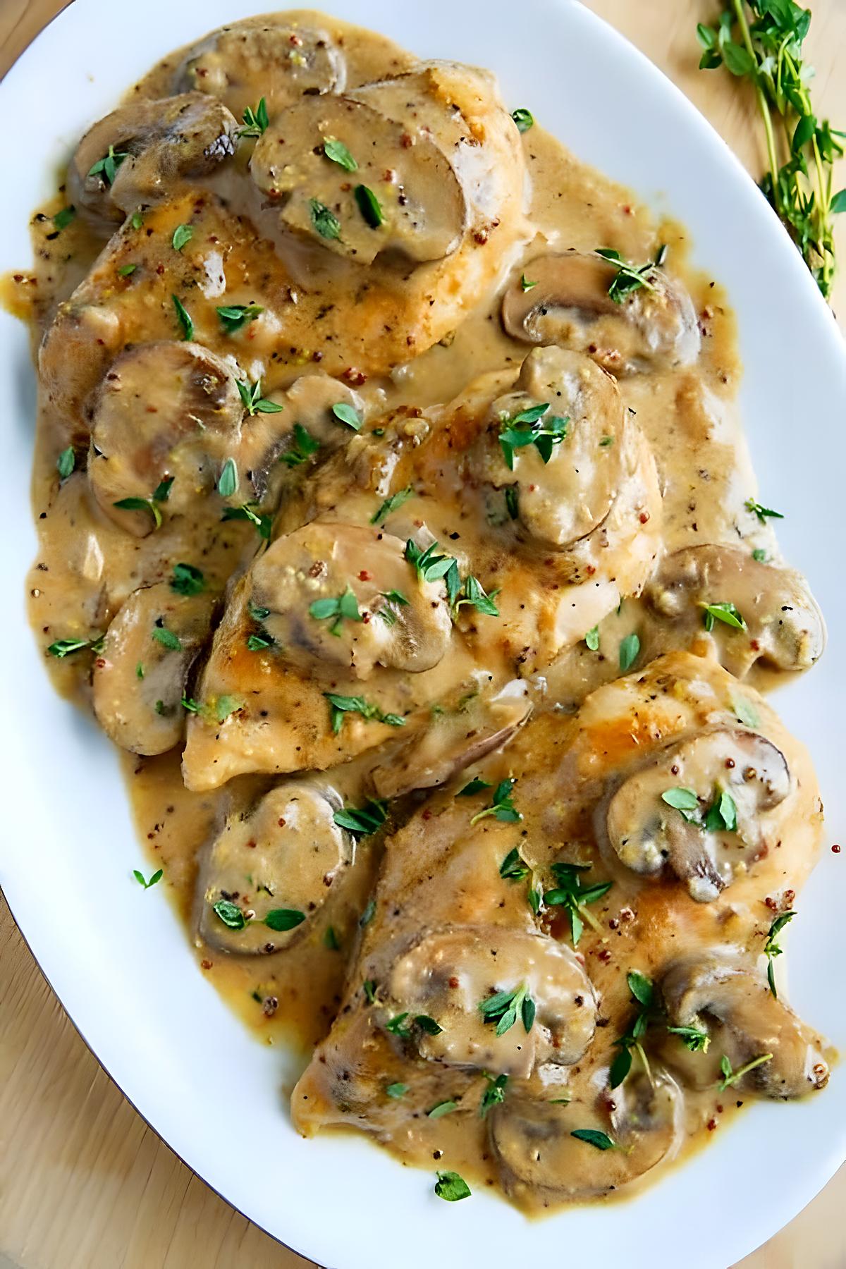 recette Poulet moutarde champignon