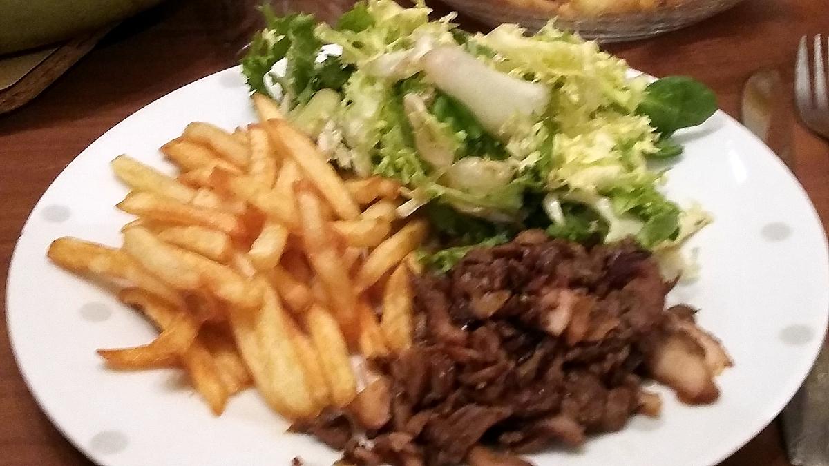 recette Recette tres dure .... Salade frite viande kebab