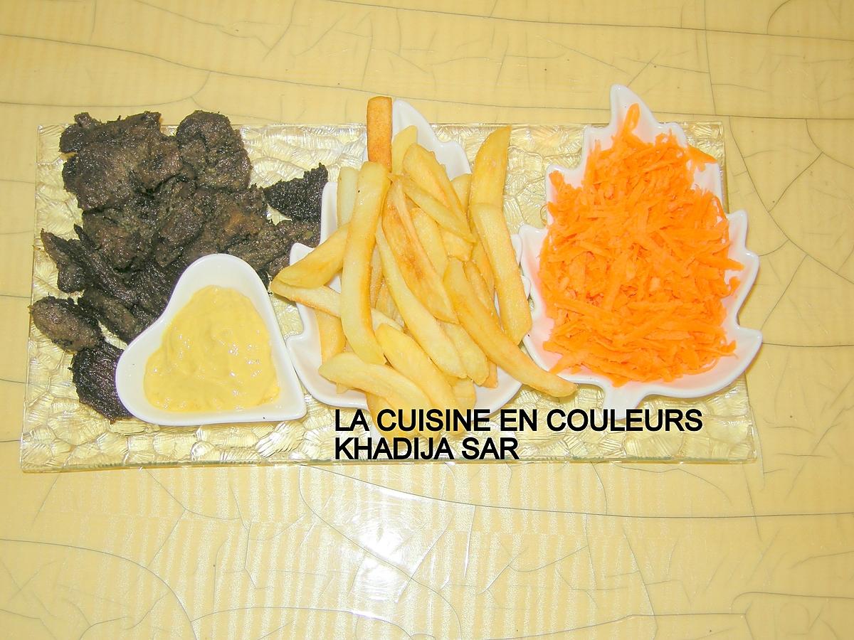recette Sauté de boeuf/frites/carottes râpées