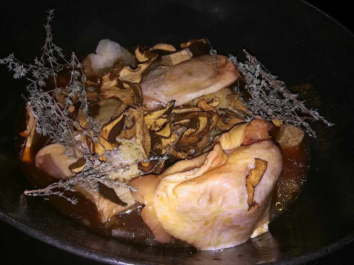 recette Mijoté de poulet aux cèpes façon basquaise
