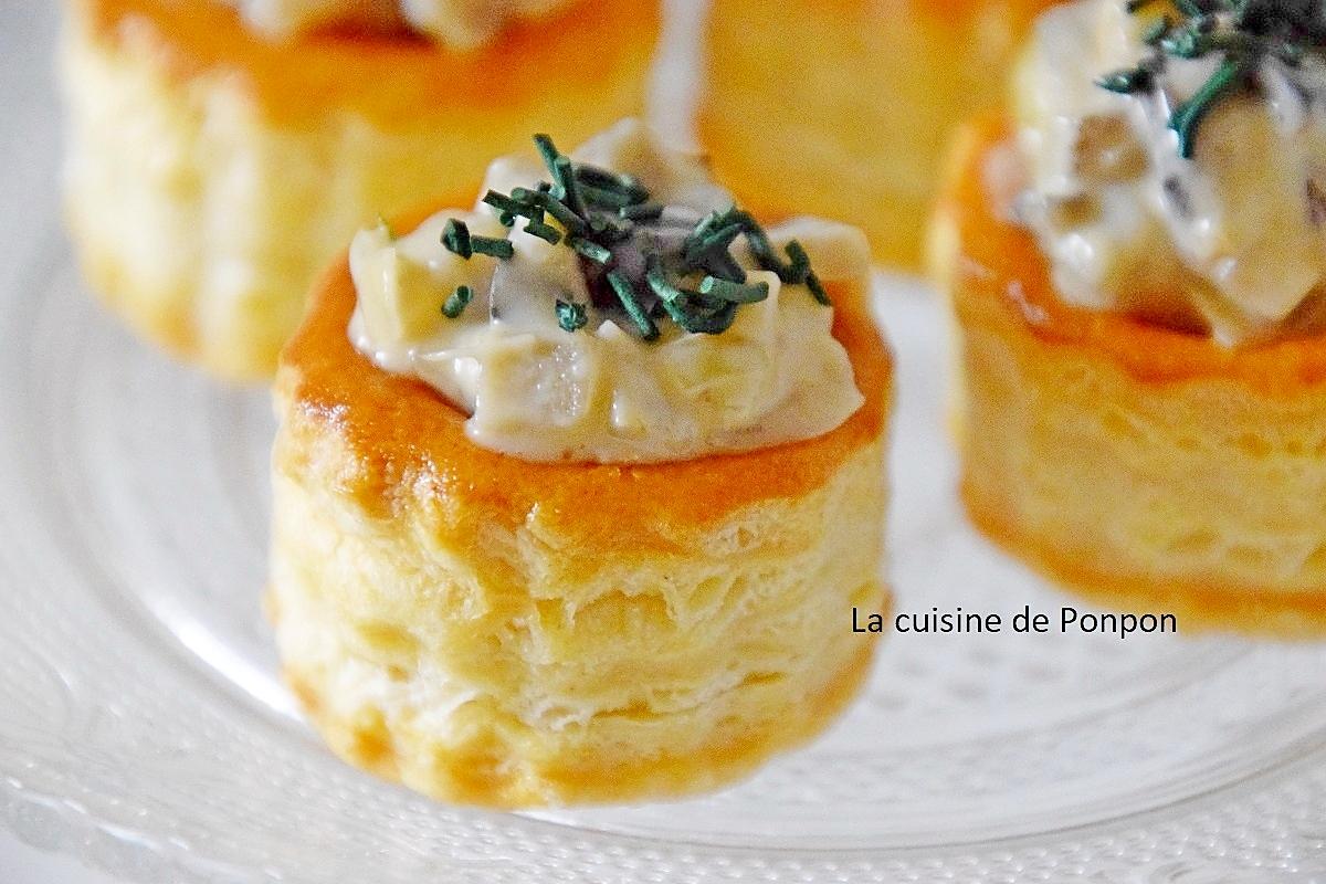 recette Mini zakouski feuilleté de duxelles de champignons des bois et spiruline