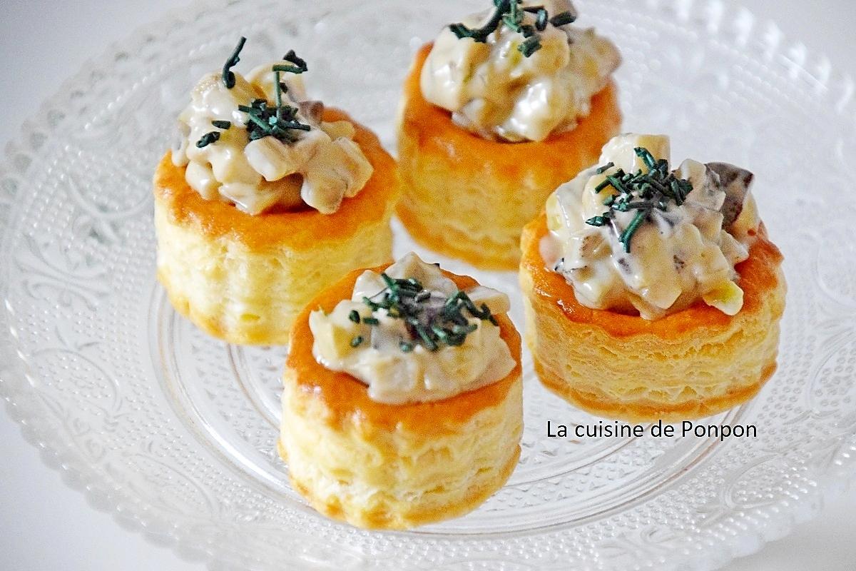 recette Mini zakouski feuilleté de duxelles de champignons des bois et spiruline