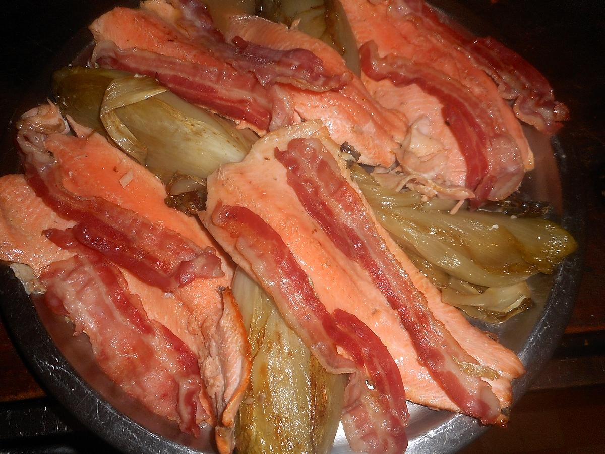 recette Filets de truites aux lard et aux endives