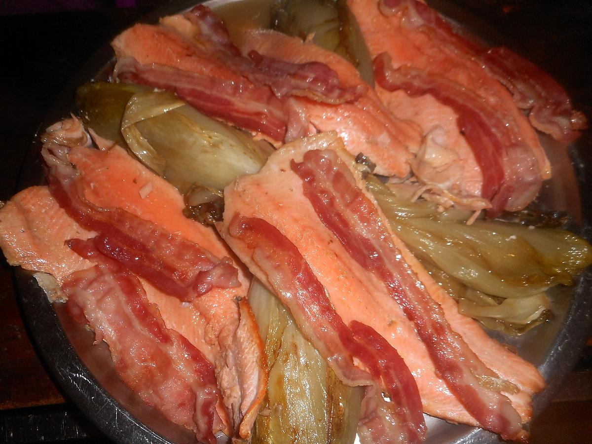 recette Filets de truites aux lard et aux endives