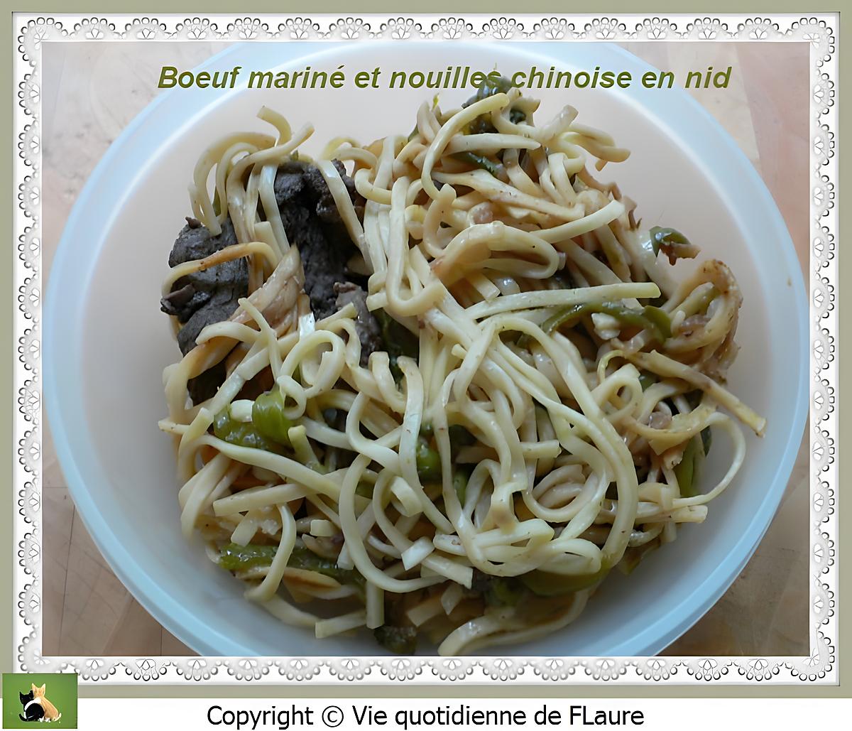 recette Bœuf mariné et nouilles chinoises en nid