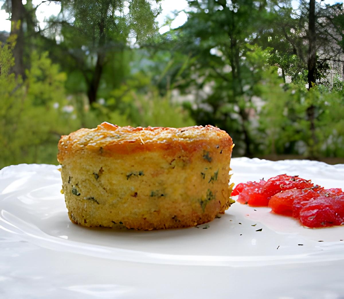 recette Flan de polenta à la ricotta, courgettes & chèvre