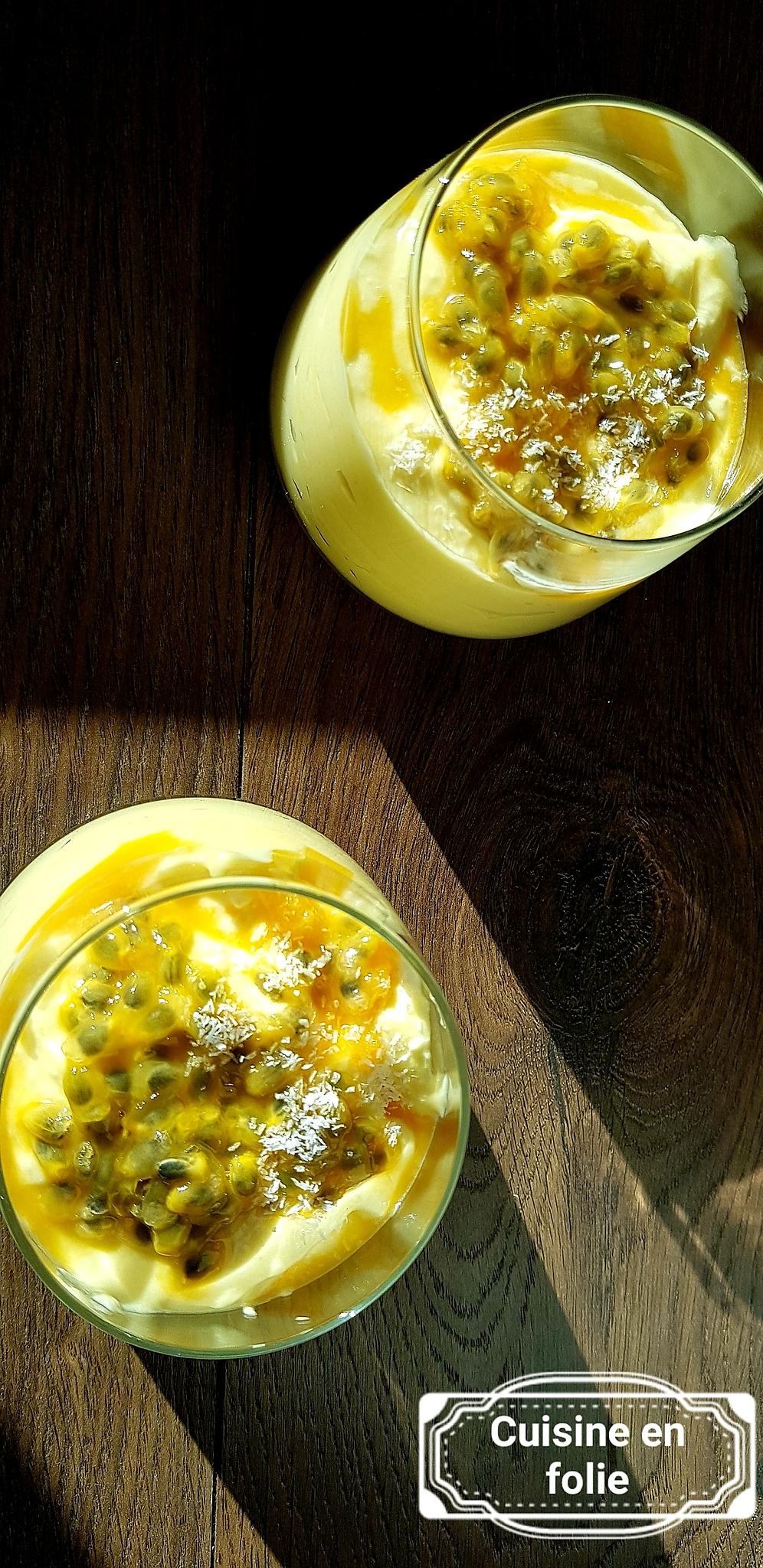 recette Mousse mangue-coco-passion ( peut aussi faire une glace ! )