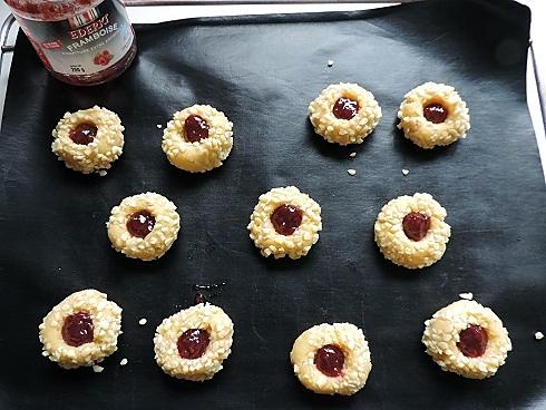 recette Croquants à la confiture de framboise