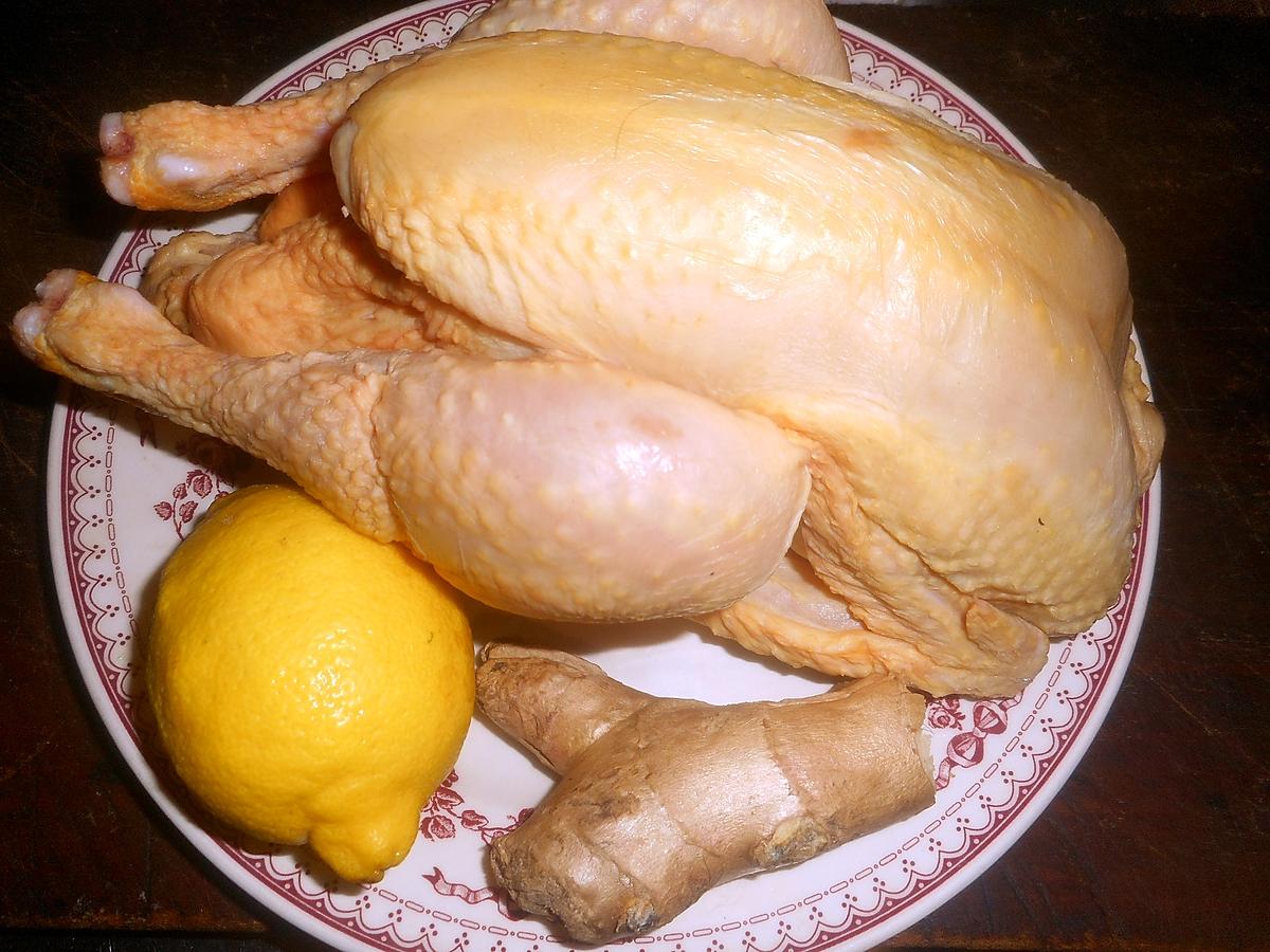 recette Poulet roti en crapaudine ,citron et gingembre