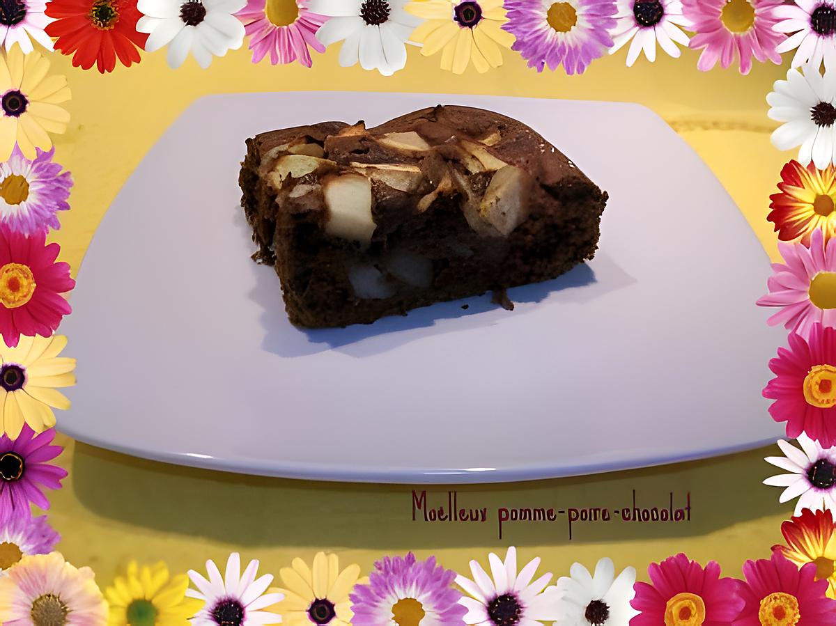 recette gâteau moëlleux choco-pomme-poire