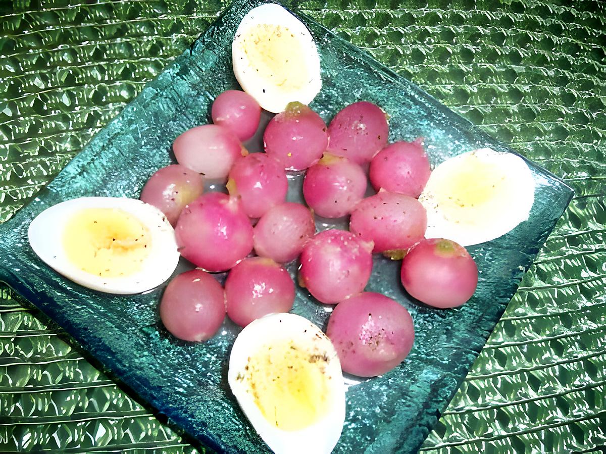 recette Radis glacés aux oeufs de caille