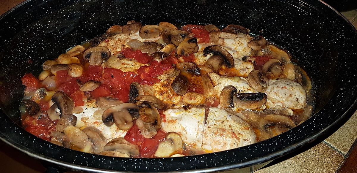 recette Émincé de poulet aux tomates et aux champignons