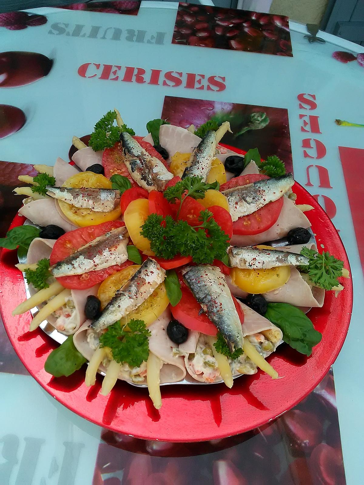 recette Cornets de jambon  macédoine de légumes et sardines au citron